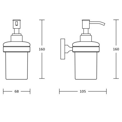 Aqualine - Tvålpump för vägg SAMBA 150 matt mjölkig glas/matt svart