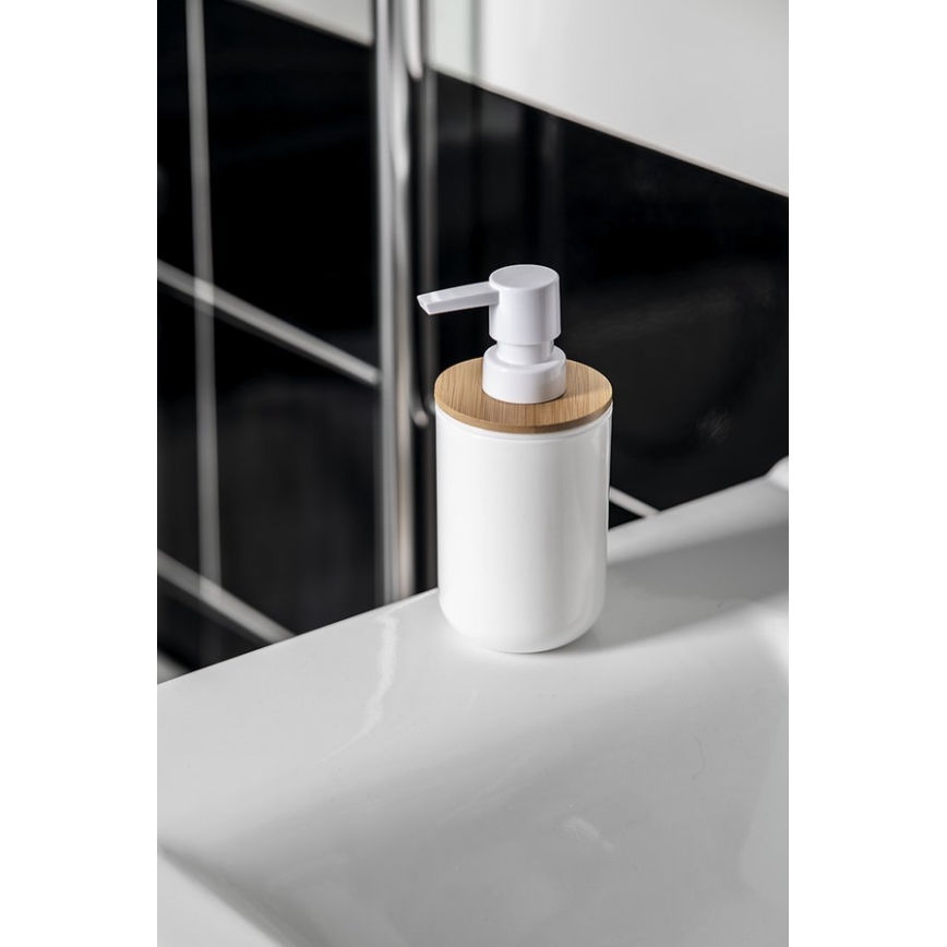 Aqualine - Tvålpump SNOW 350 mm vit/bambu