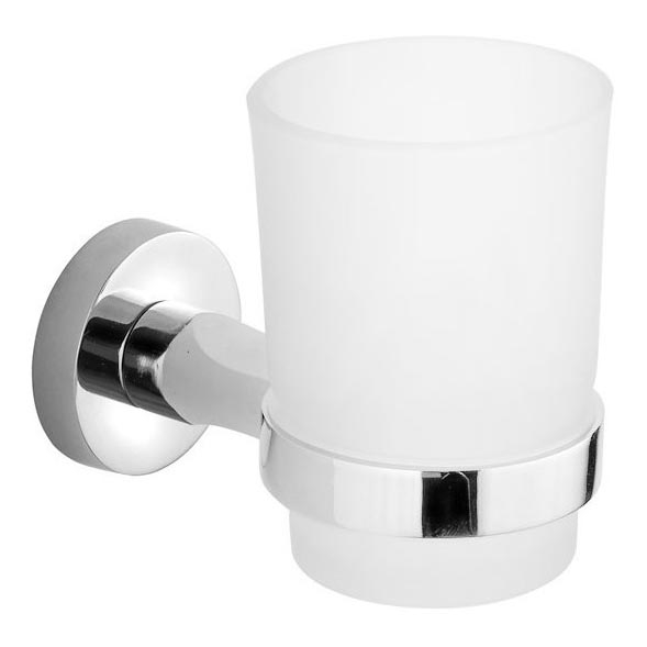 Aqualine - Väggmonterad tandborstehållare SAMBA mjölkig glas/skinande krom