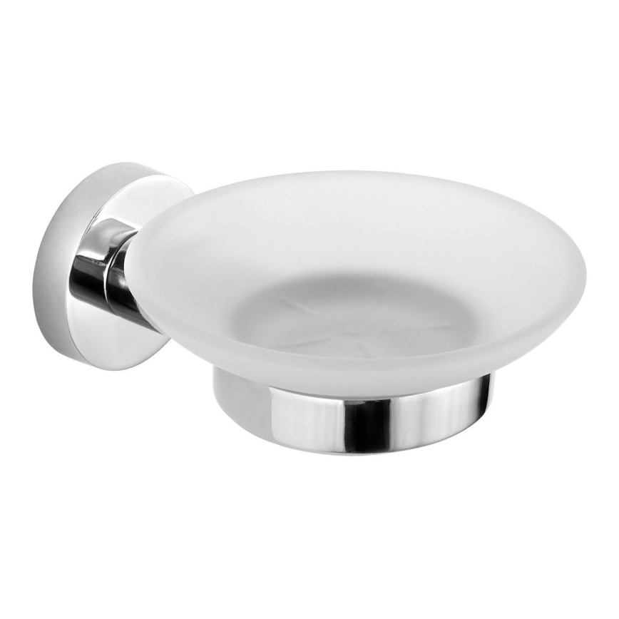 Aqualine - Väggmonterad tvålfat SAMBA mjölkig glas/skinande krom