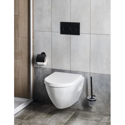Aqualine - Väggmonterad WC-borste SAMBA mjölkigt glas/matt svart