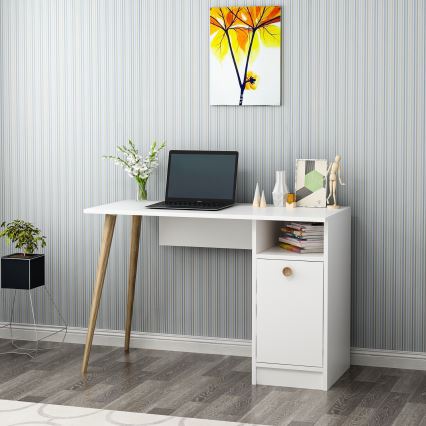 Arbetsbord CANNAS 110x74 cm vit/brun