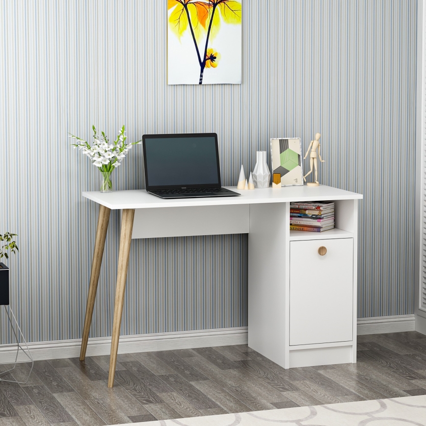 Arbetsbord CANNAS 110x74 cm vit/brun