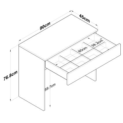 Arbetsbord RANI 90x76,8 cm vit
