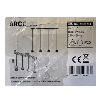 Arcchio - Ljuskrona med textilsladd RENKO 4xGU10/8W/230V