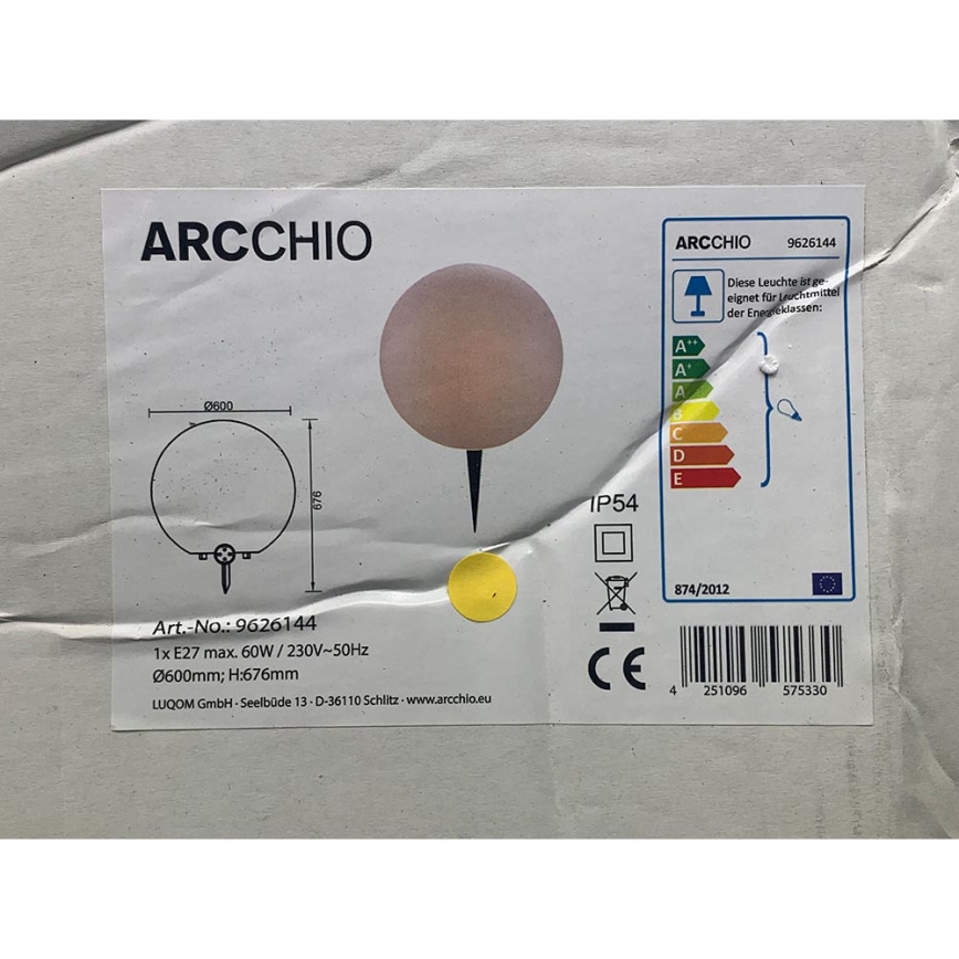 Arcchio - Utomhuslampa SENADIN 1xE27/60W/230V 60 cm IP54