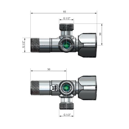 Arco - Hörnkombinationsventil ARCO, blank krom