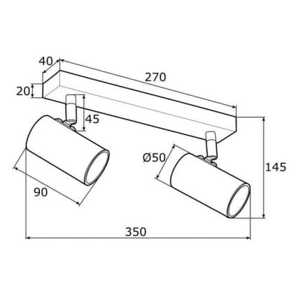 Argon 0890 - Spotlight LAGOS 2xGU10/5W/230V vit/guld