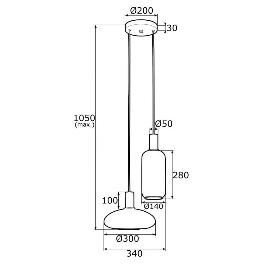 Argon 0896 - Ljuskrona med upphängningsrem SAGUNTO 2xE27/15W/230V mässing