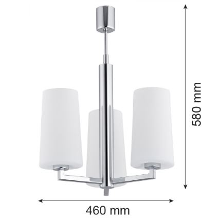 Argon 1224 - Pendelkrona CAMELOT 3xE27/15W/230V skinande krom
