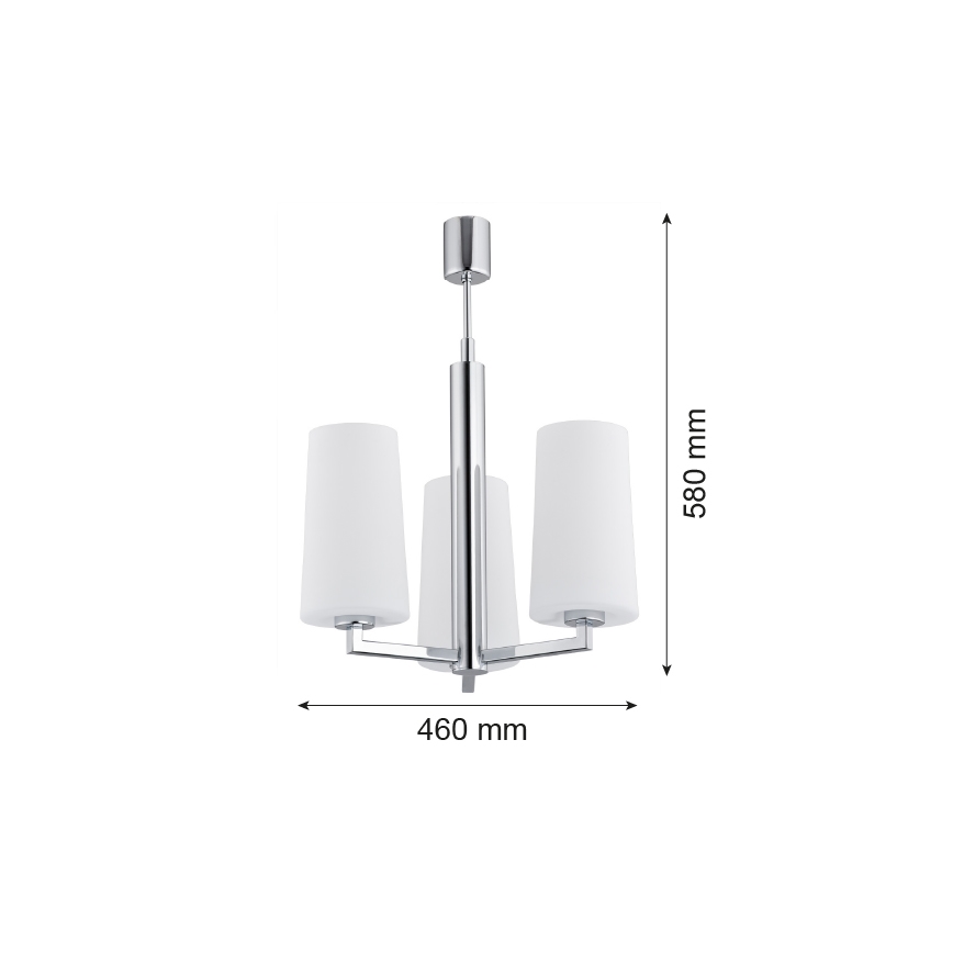 Argon 1224 - Pendelkrona CAMELOT 3xE27/15W/230V skinande krom