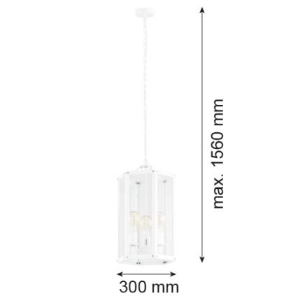 Argon 1251 - Ljuskrona på kedja BODRUM 3xE27/15W/230V vit