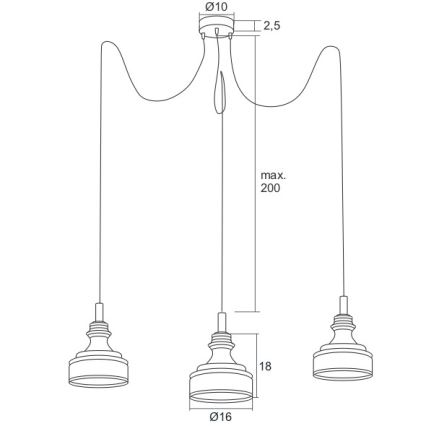 Argon 1354 - LED Ljuskrona med snöre TULUZA 3xLED/5W/230V