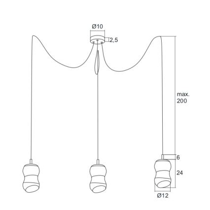 Argon 1357 - LED Ljuskrona med snöre GARDA 3xLED/5W/230V