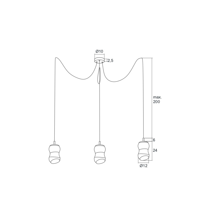 Argon 1357 - LED Ljuskrona med snöre GARDA 3xLED/5W/230V