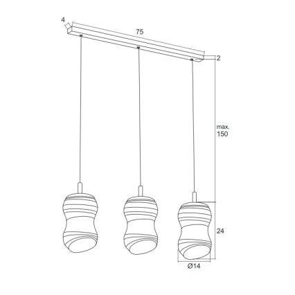 Argon 1366 - LED Ljuskrona med snöre COMO 3xLED/5W/230V