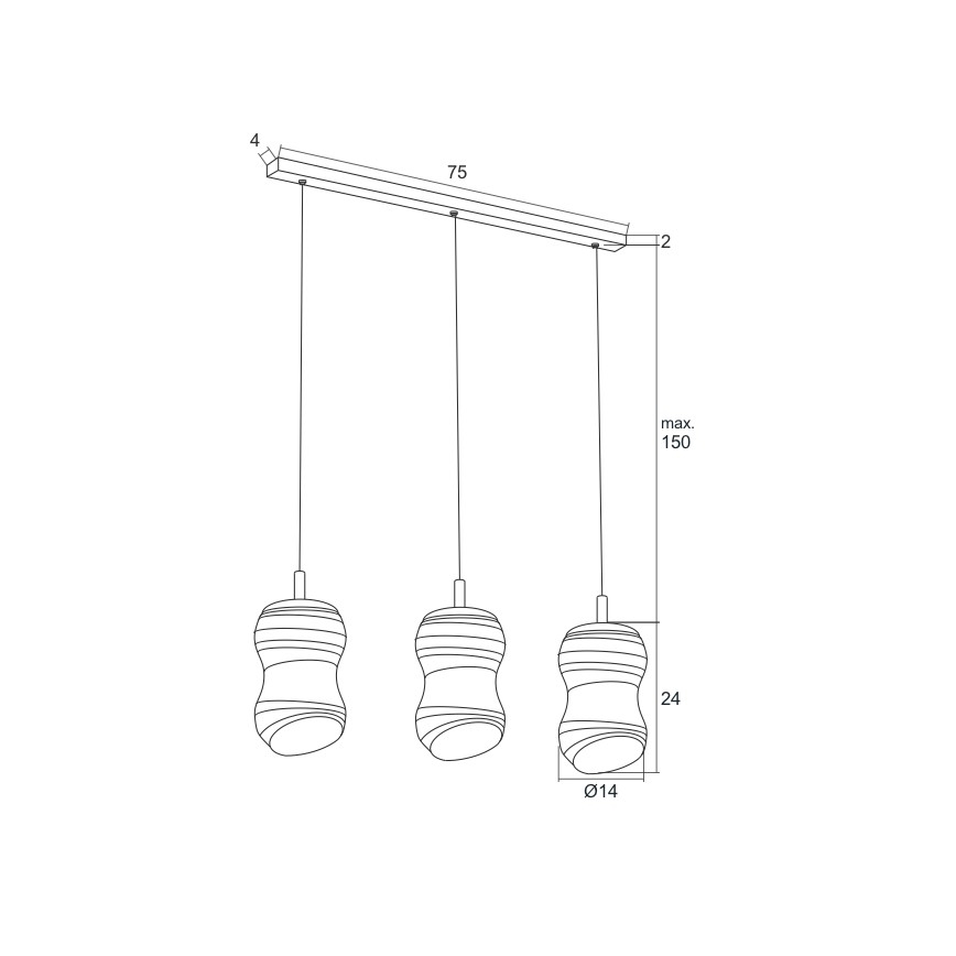 Argon 1366 - LED Ljuskrona med snöre COMO 3xLED/5W/230V