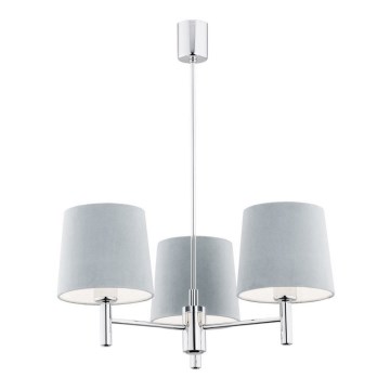 Argon 1383 - Pendelkrona BOLZANO 3xE27/15W/230V blå/skinande krom