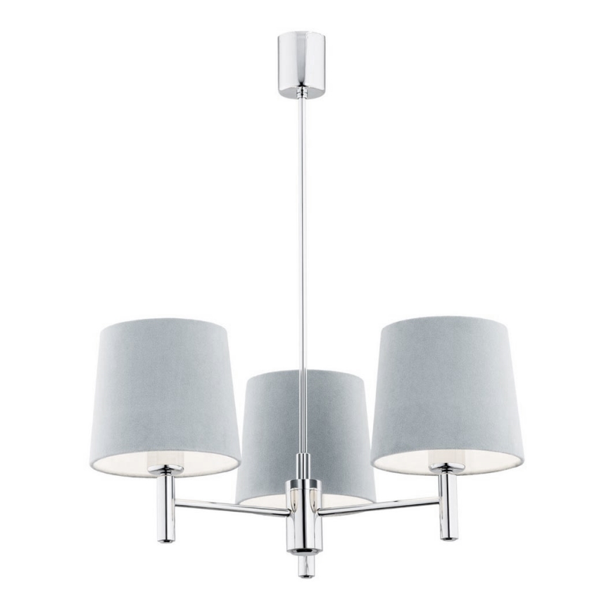 Argon 1383 - Pendelkrona BOLZANO 3xE27/15W/230V blå/skinande krom