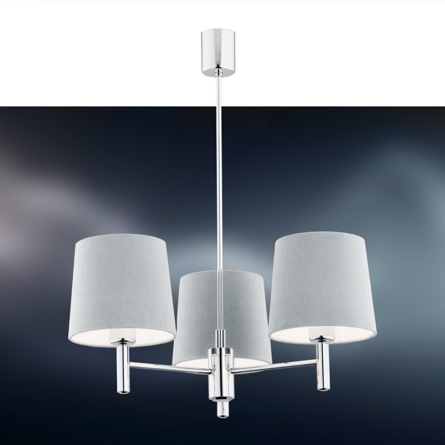 Argon 1383 - Pendelkrona BOLZANO 3xE27/15W/230V blå/skinande krom