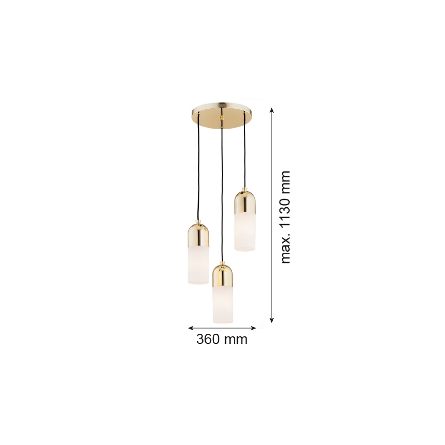 Argon 1466 - Ljuskrona med upphängningsrem BURGOS 3xE27/15W/230V mässing