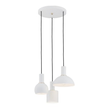 Argon 1468 - Ljuskrona med upphängningsrem SINES 3xE27/15W/230V vit