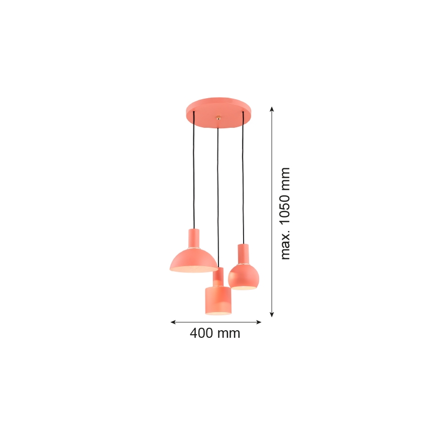 Argon 1469 - Ljuskrona med upphängningsrem SINES 3xE27/15W/230V orange