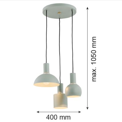 Argon 1470 - Ljuskrona med upphängningsrem SINES 3xE27/15W/230V grön