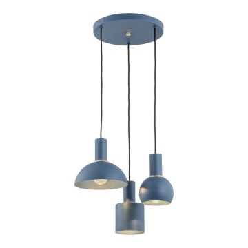 Argon 1471 - Ljuskrona med upphängningsrem SINES 3xE27/15W/230V blå