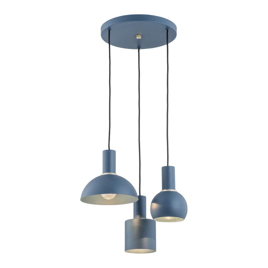 Argon 1471 - Ljuskrona med upphängningsrem SINES 3xE27/15W/230V blå