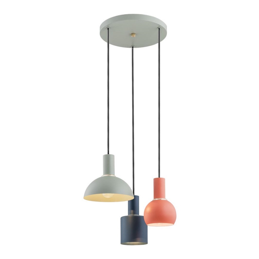 Argon 1479 - Ljuskrona med upphängningsrem SINES 3xE27/15W/230V grön/blå/orange