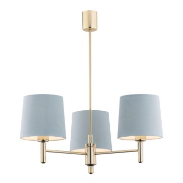 Argon 1484 - Pendelkrona PONTE 3xE27/15W/230V blå/mässing