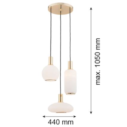 Argon 1489 - Ljuskrona med upphängningsrem SAGUNTO 3xE27/15W/230V mässing