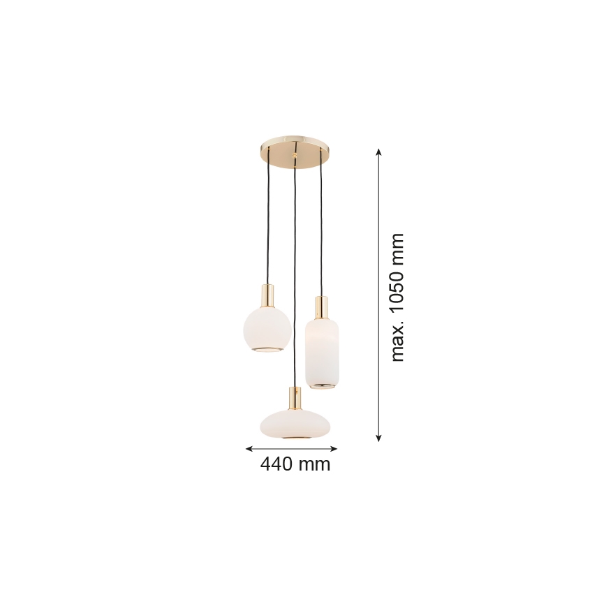 Argon 1489 - Ljuskrona med upphängningsrem SAGUNTO 3xE27/15W/230V mässing