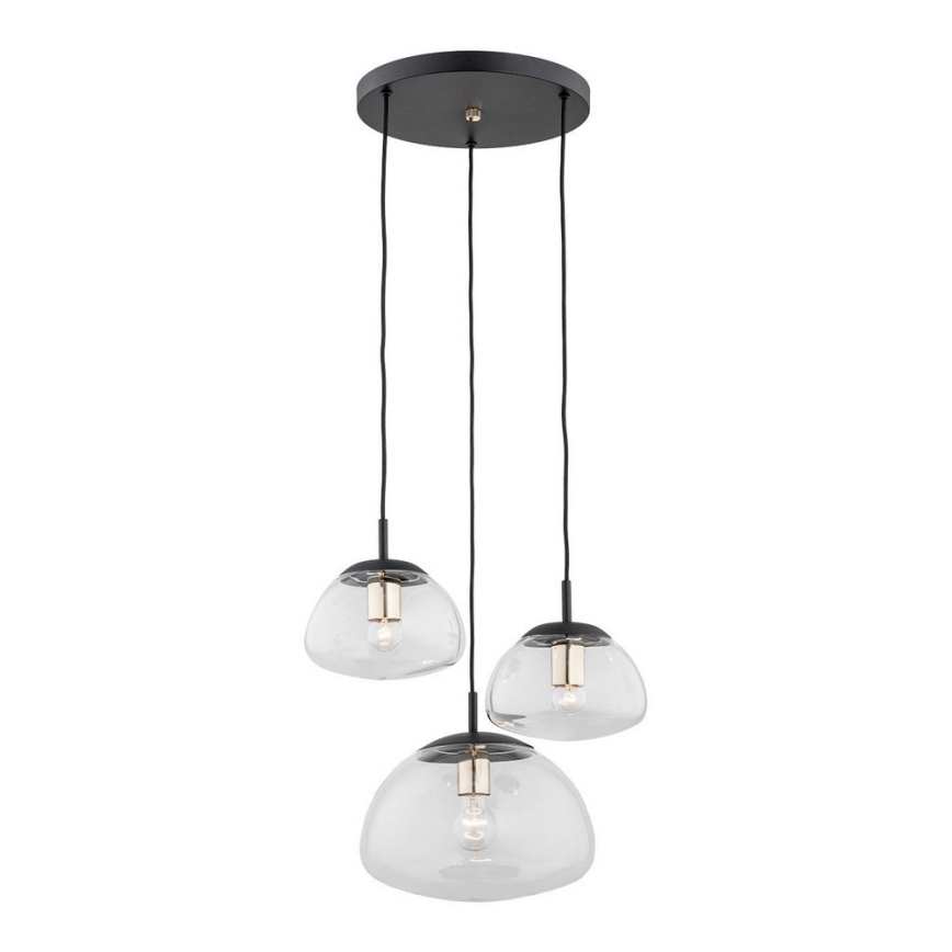Argon 1492 - Ljuskrona med snöre TRINI 3xE27/15W/230V svart