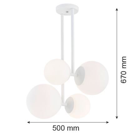 Argon 1644 - Pendelkrona ASPEN 4xE27/15W/230V vit