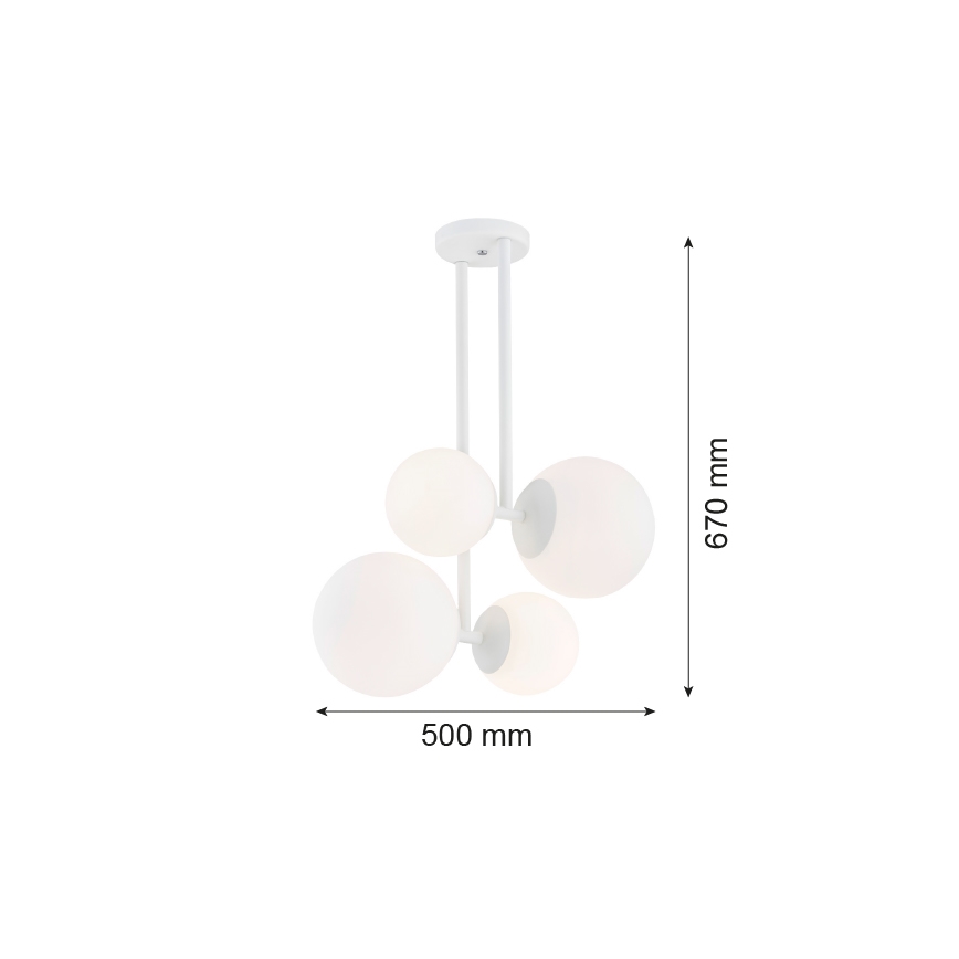 Argon 1644 - Pendelkrona ASPEN 4xE27/15W/230V vit