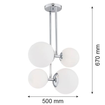 Argon 1646 - Pendelkrona ASPEN 4xE27/15W/230V skinande krom
