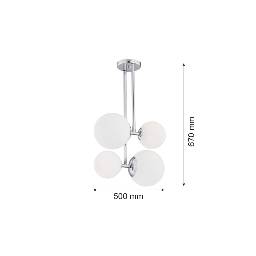 Argon 1646 - Pendelkrona ASPEN 4xE27/15W/230V skinande krom