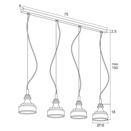 Argon 1650 - LED Ljuskrona med snöre TULUZA 4xLED/5W/230V