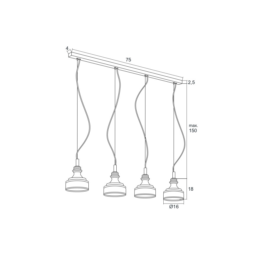 Argon 1650 - LED Ljuskrona med snöre TULUZA 4xLED/5W/230V