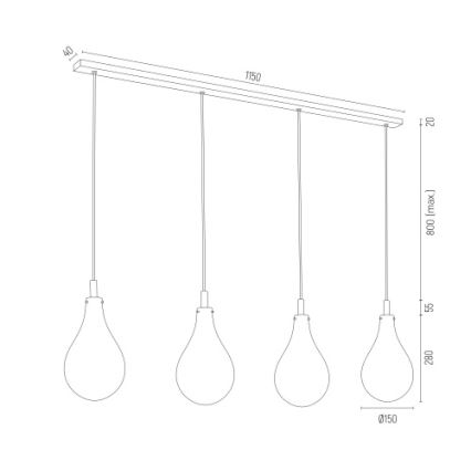 Argon 1740 - Takkkrona på ett snöre  OAKLAND 4xG9/6W/230V