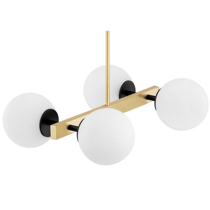Argon 1767 - Pendelkrona FREEMONT 4xE27/15W/230V gyllene/vit/svart