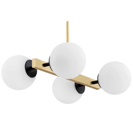 Argon 1767 - Pendelkrona FREEMONT 4xE27/15W/230V gyllene/vit/svart