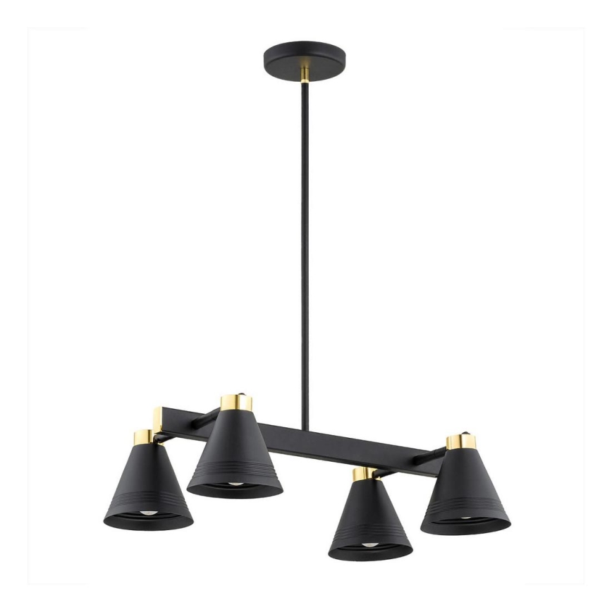 Argon 1774 - Pendelkrona AVALONE 4xE27/15W/230V svart/gyllene