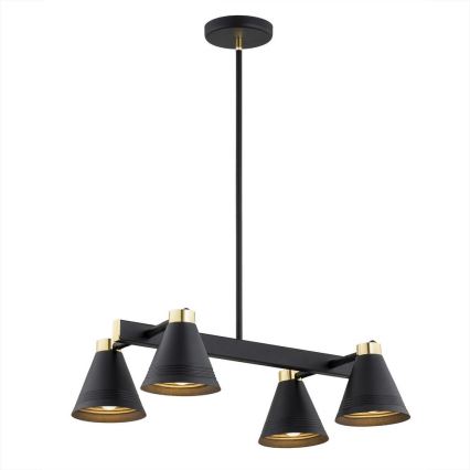 Argon 1774 - Pendelkrona AVALONE 4xE27/15W/230V svart/gyllene