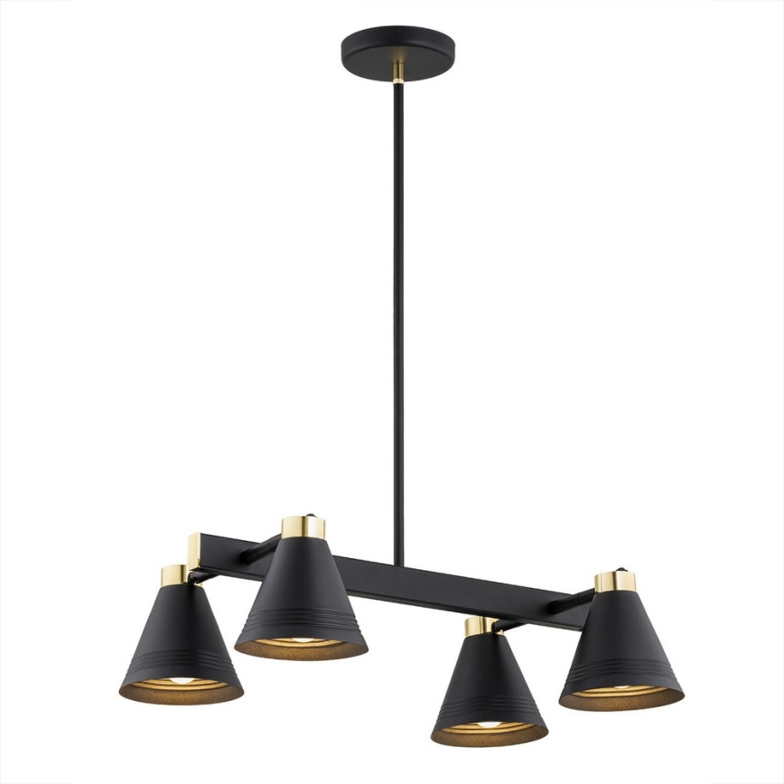 Argon 1774 - Pendelkrona AVALONE 4xE27/15W/230V svart/gyllene
