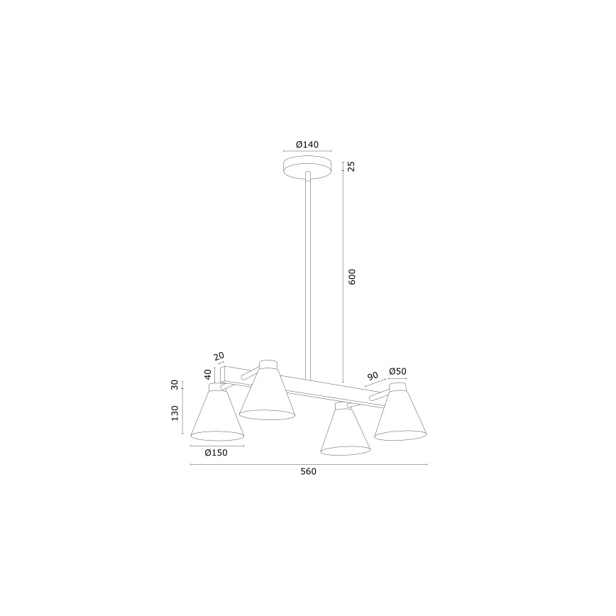 Argon 1774 - Pendelkrona AVALONE 4xE27/15W/230V svart/gyllene