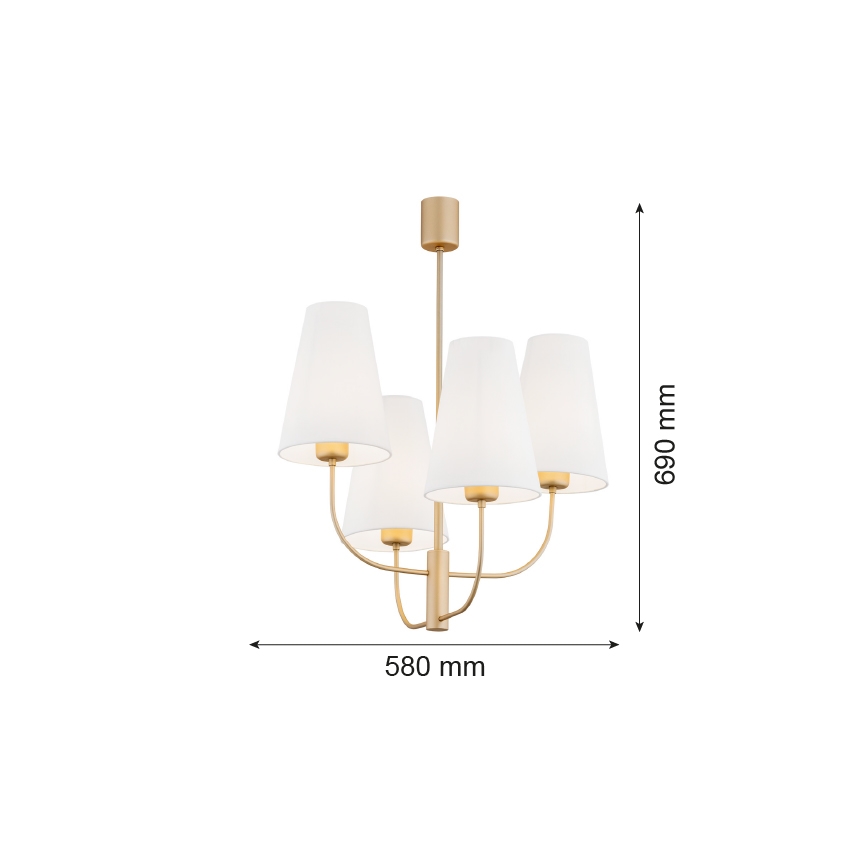 Argon 1821 - Pendelkrona SAFIANO 4xE27/15W/230V guld