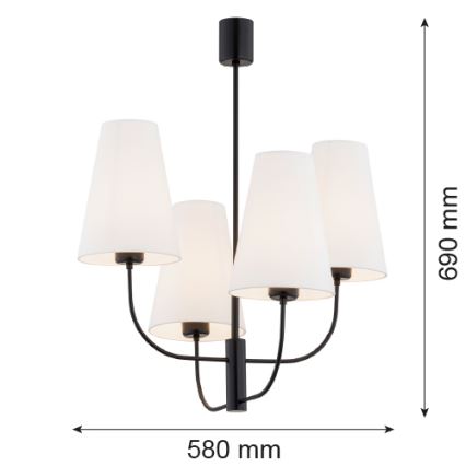 Argon 1822 - Pendelkrona SAFIANO 4xE27/15W/230V svart